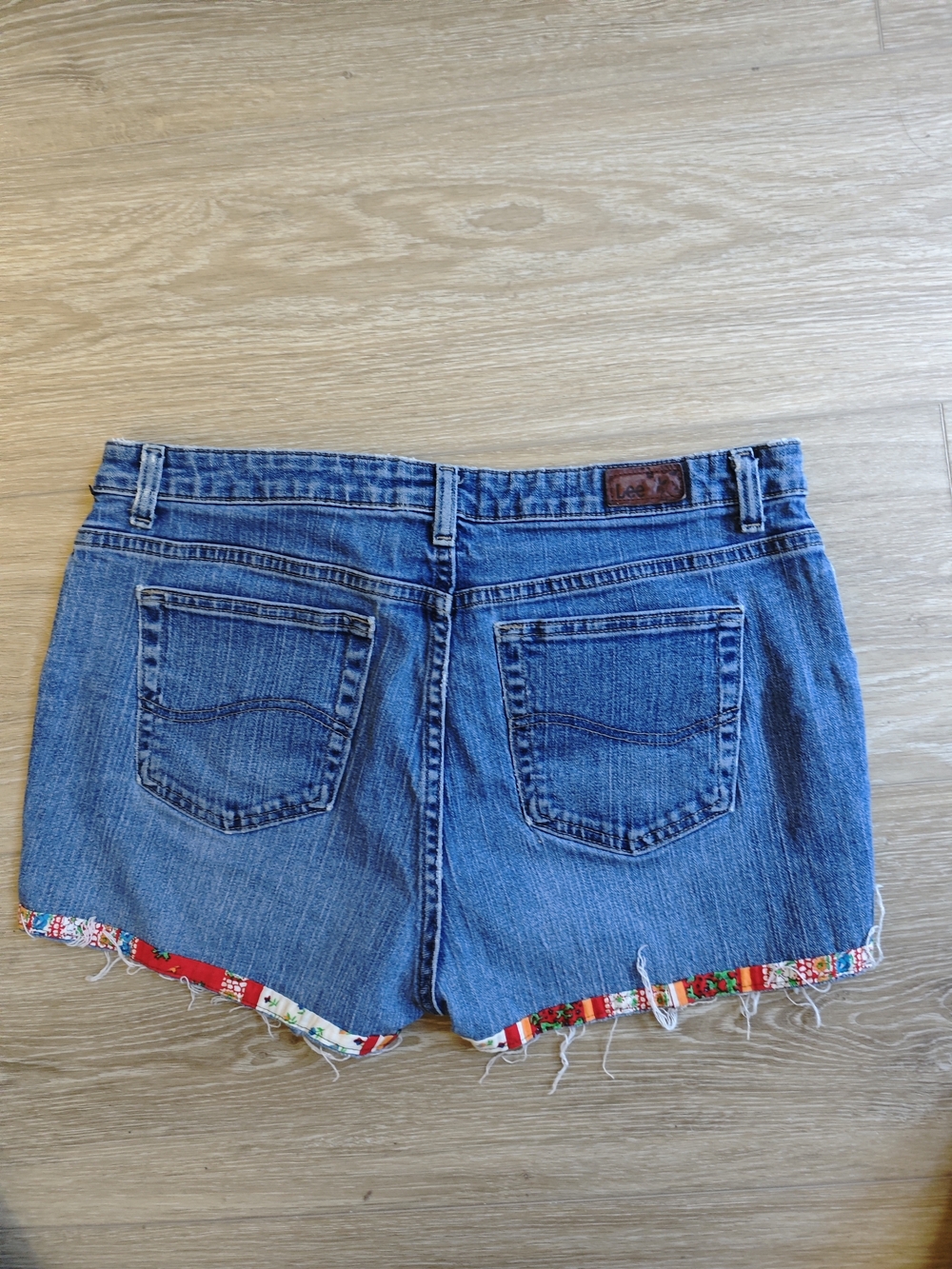Lee Denim Natural Bootcut Cutoff Shorts with Colorful Embroidered Trim - Picture 6 of 6